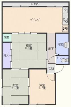 64平米3DK401号室（契約済）の画像