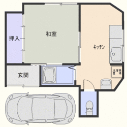 25平米1K+駐車場　A-1室（契約済）の画像