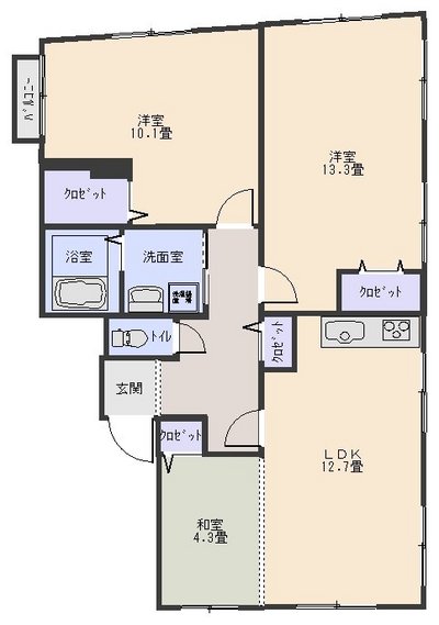 94平米2LDK205号室（契約済）の画像