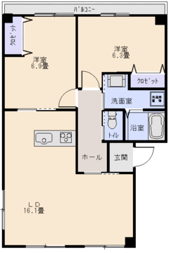 62平米301号室（契約済)の画像