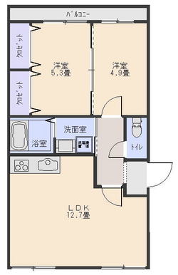 56平米2LDK403号室(契約済)の画像